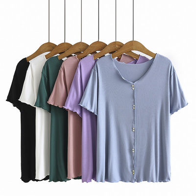 木耳边半袖大码胖mmt恤短袖200斤