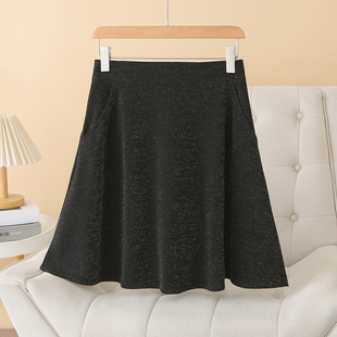 大码 200斤松紧腰亮丝大摆裙子 半身裙a字胖mm显瘦遮肚子2026年新款