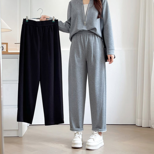 休闲裤女2025秋季新款大码直筒裤