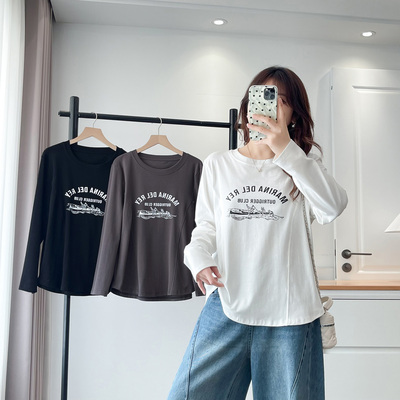 打底衫女2025新款大码遮肚子t恤
