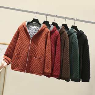 200斤胖mm显瘦百搭保暖连帽棉衣 秋冬女装 加棉外套女大码 2023新款