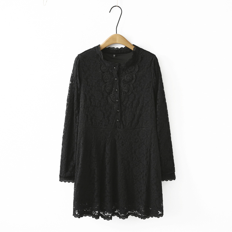 长袖蕾丝衫大码显瘦遮肚子打底衫