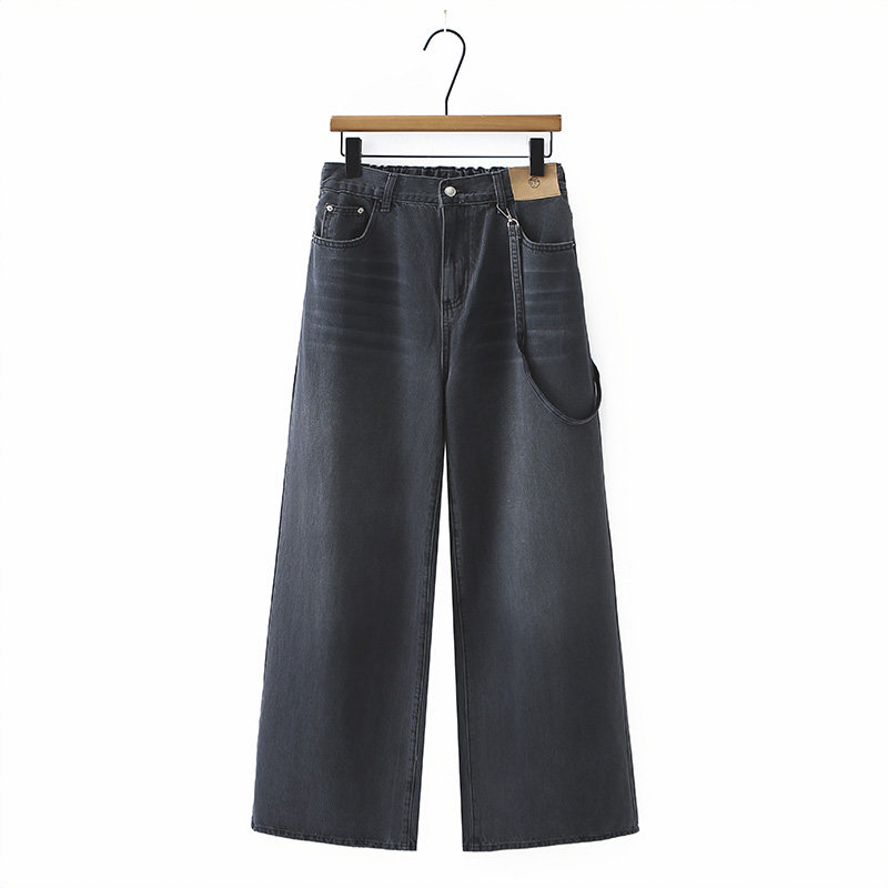 牛仔裤大码女胖mm高个子加长裤子2025新款半松紧腰宽松阔腿拖地裤