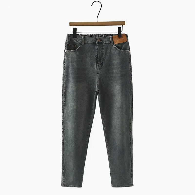 复古哈伦牛仔裤女大码梨形身材2024春季新款胖mm弹力半松紧腰裤子,女装/女士精品,牛仔裤,淘宝优惠券,粉丝福利购,淘宝优惠卷