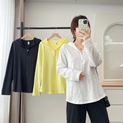 t恤胖妹妹大码秋长袖连帽打底衫