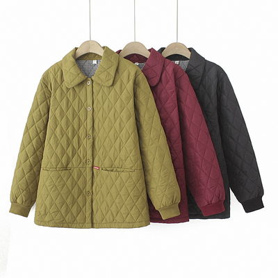 大码夹棉棉衣200斤宽松菱格棉服