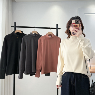 打底衫女大码正肩半高领保暖内搭