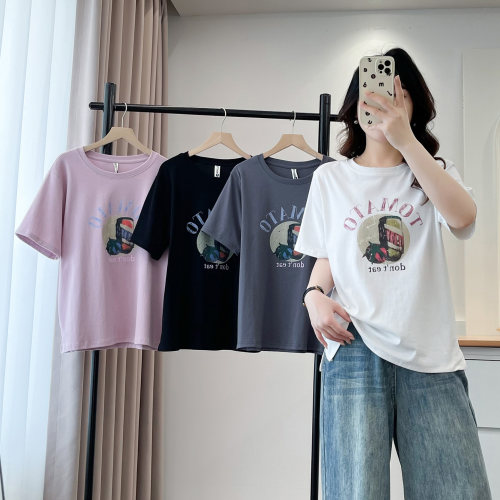 大码胖mmt恤夏时尚番茄印花短袖