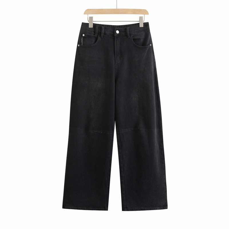 女弯刀裤2025秋新款大码胖mm200斤半松紧腰宽松牛仔阔腿拖地长裤