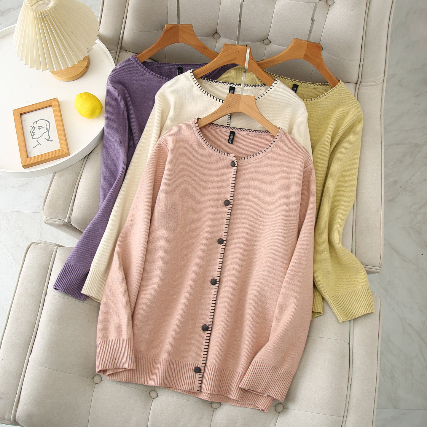 长袖针织衫女2025年新款大码胖mm200斤时尚复古包扣明线毛衣外套,女装/女士精品,毛针织衫,淘宝优惠券,粉丝福利购,淘宝优惠卷