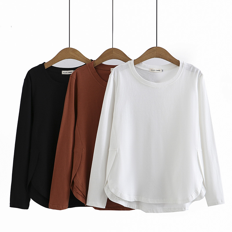 弧形下摆t恤女大码早秋2022新款