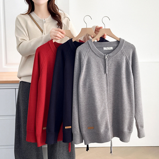 200斤时尚 大码 贴标双头拉链毛衣外套 2025秋冬新款 胖妹妹针织开衫