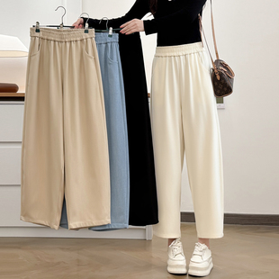 胖m200斤小个子松紧腰八分休闲奶奶裤 子女2026春夏新款 宽松裤 大码