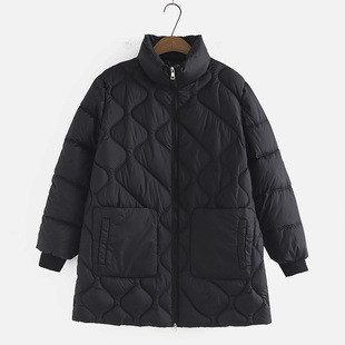 羽绒棉服女中长款大码200斤冬季外套2022新款胖妹mm立领宽松棉衣