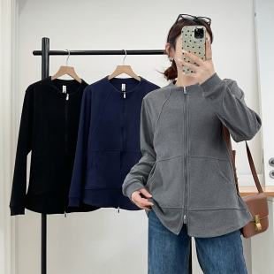 女装 大码 200斤显瘦百搭双头拉链外套 新款 胖妹妹卫衣正肩2025秋季