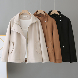 胖mm200斤显瘦立领宽松麂皮绒夹克上衣 新款 外套女大码 2026年春季