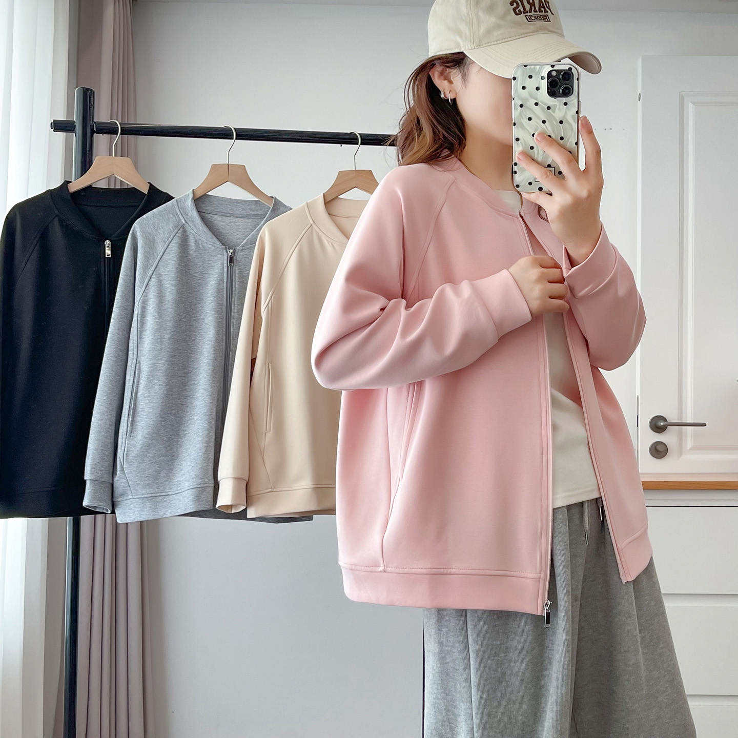 外套胖mm大码立领拉链棒球服卫衣