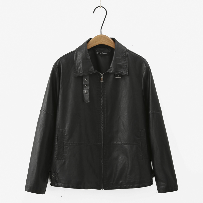 皮衣外套大码正肩pu皮夹克上衣女