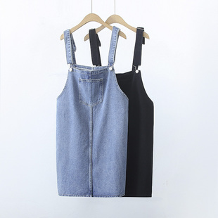 背带裙夏季 胖mm小个子穿搭遮肚俏皮活泼牛仔裙子 女大码 2022年新款