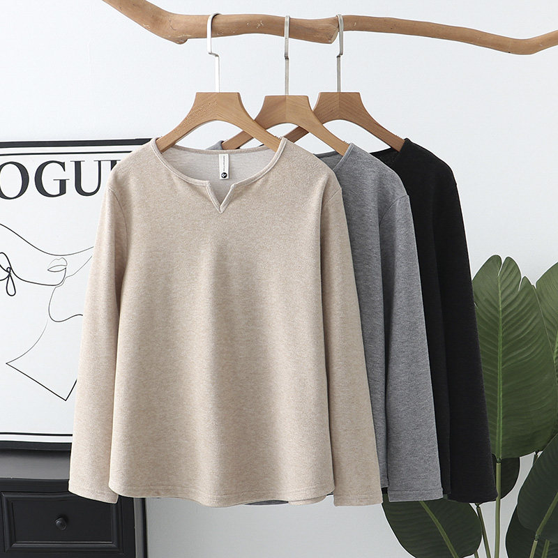 大码打底衫女春显瘦遮肚长袖t恤