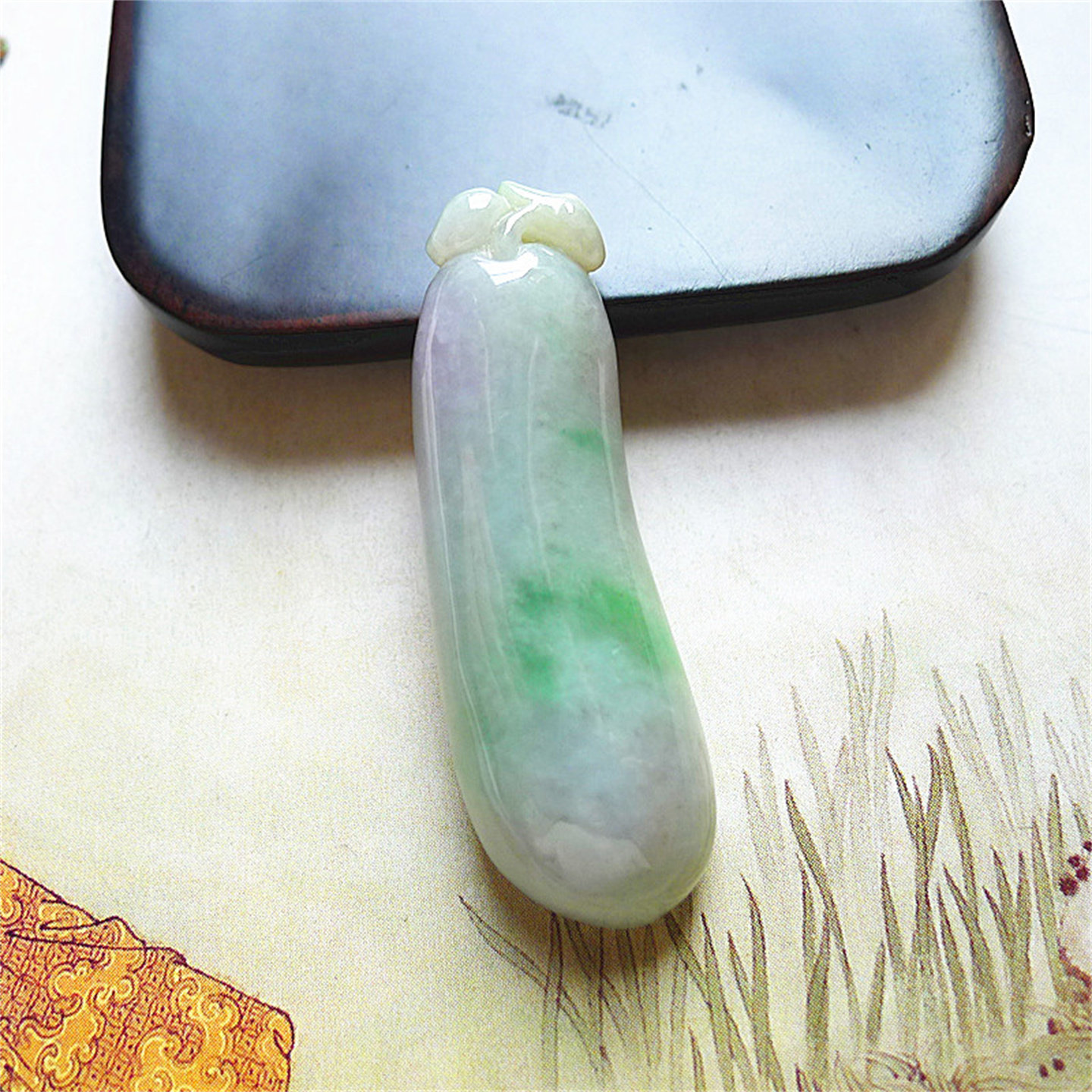 天然缅甸翡翠A货老坑种精美水润福瓜福星高照吊坠配证书