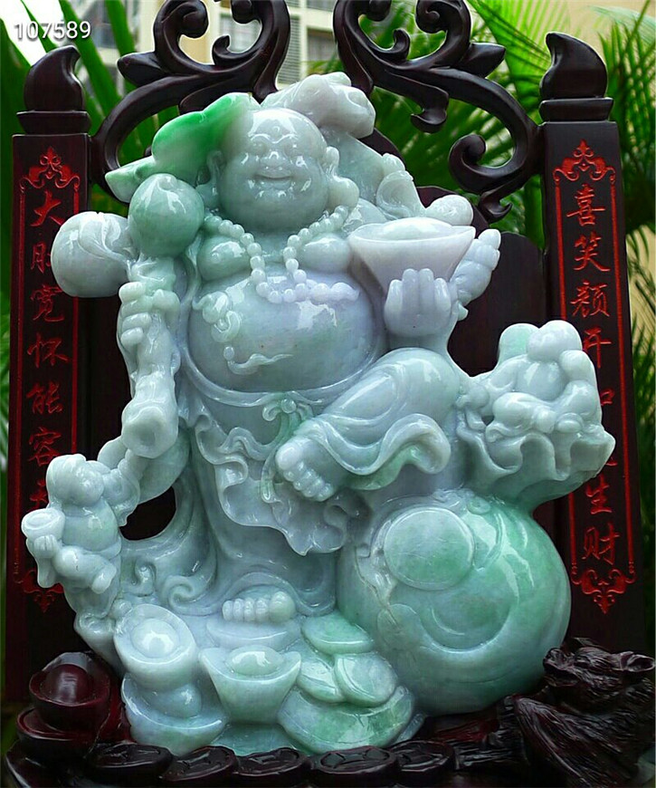 天然老坑种摆件配鉴定证书翡翠