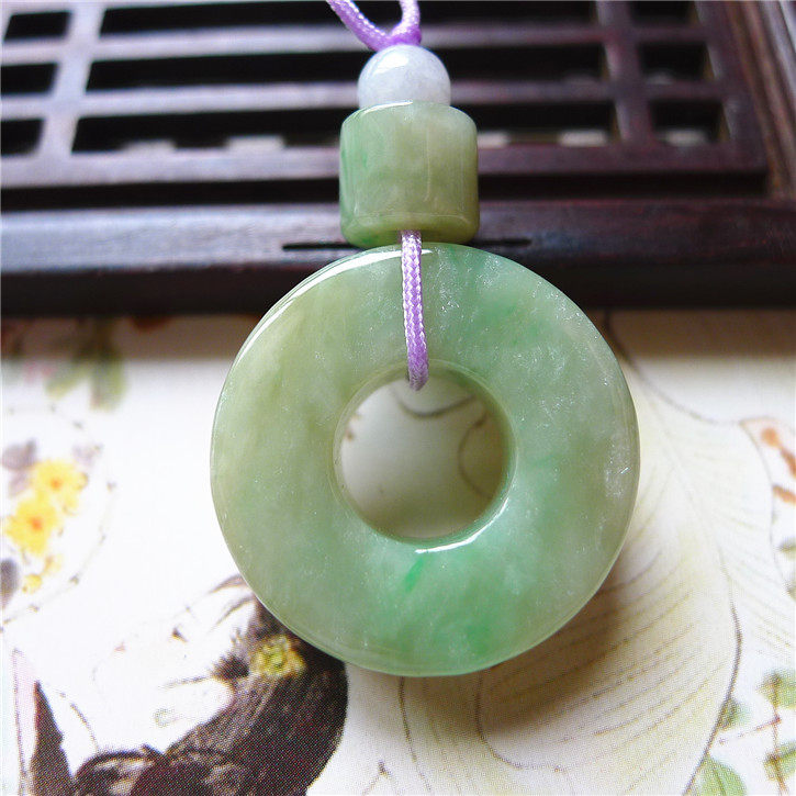 正品天然翡翠A货老坑种翡翠 平安扣吊坠 配鉴定证书938