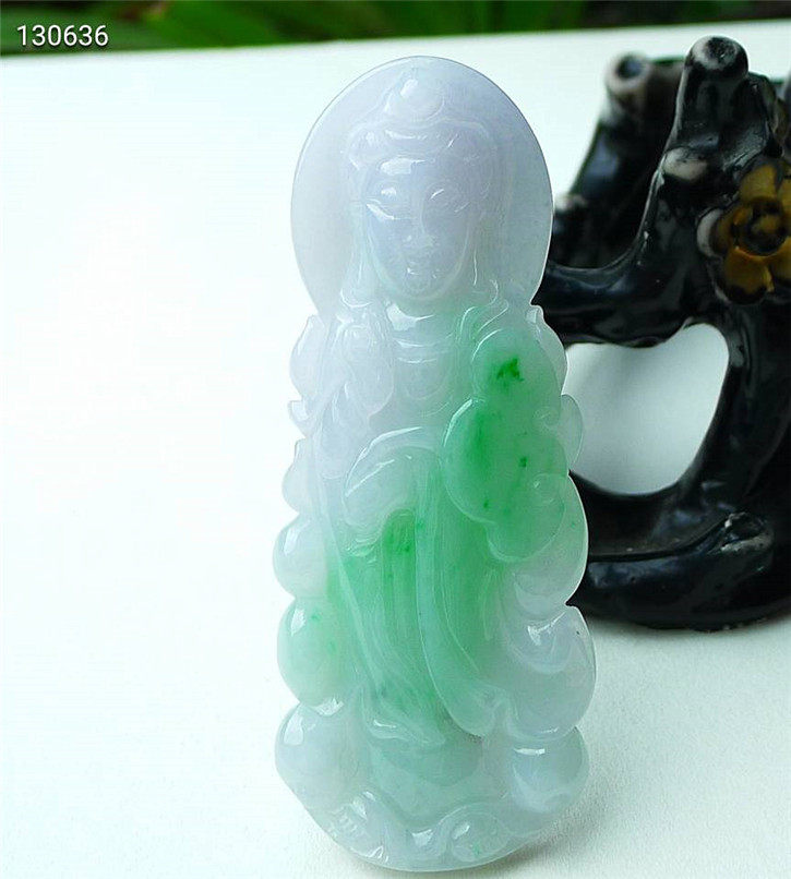 如意老坑种精雕配证书观音吊坠