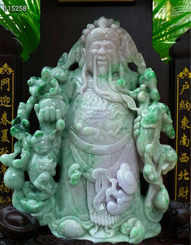 老坑种财神爷摆件配鉴定证书翡翠