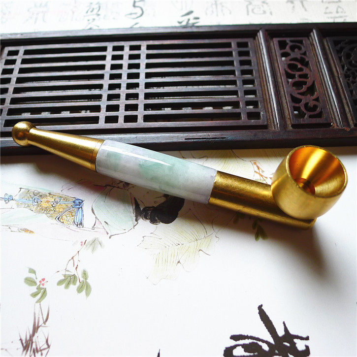 正品天然翡翠A货老坑种 高档精美烟嘴 配鉴定证书