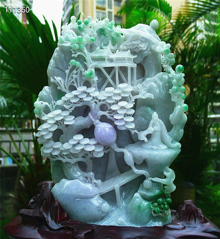 老坑种精雕摆件配鉴定证书翡翠