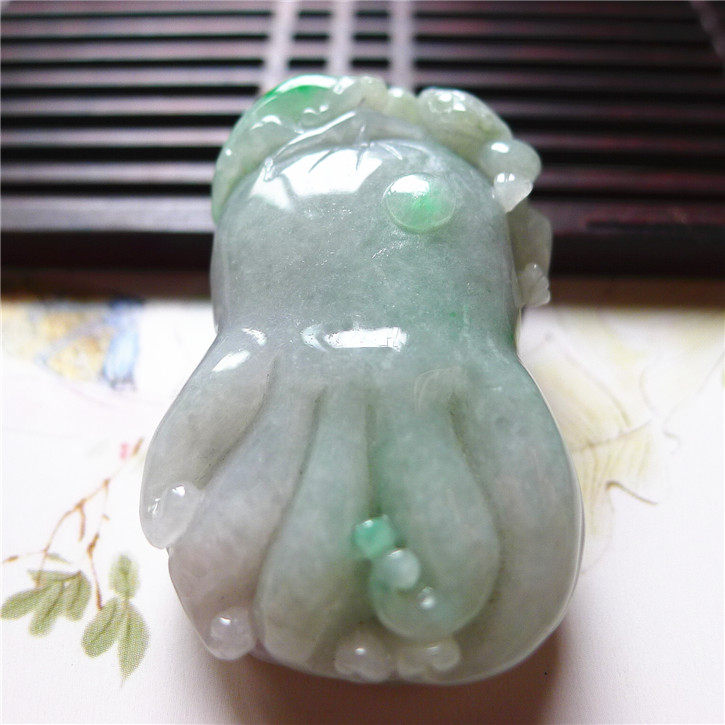 正品天然翡翠A货老坑种 如意佛手吊坠 配鉴定证书