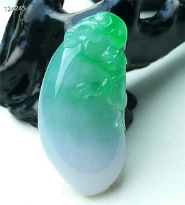 天然翡翠A货老坑种翡翠 精美福瓜福星高照吊坠 配证书