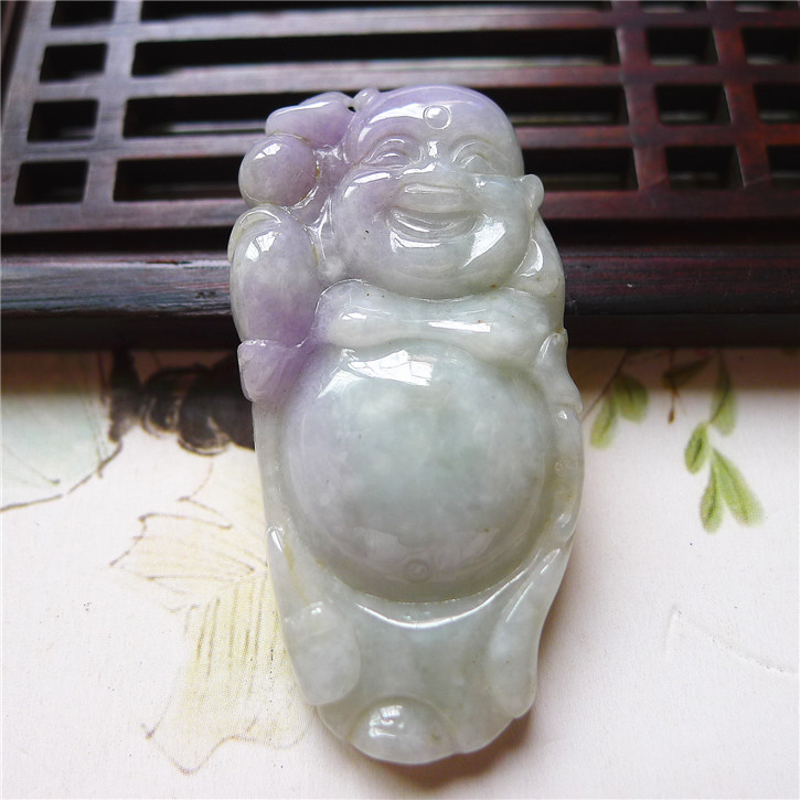 老坑种紫罗兰配鉴定证书佛公吊坠