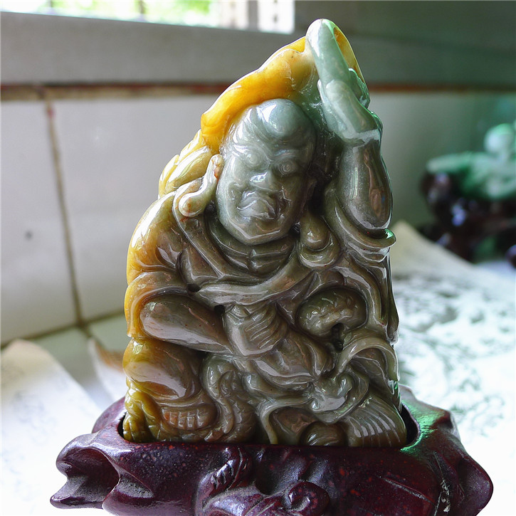 老坑种降龙罗汉配鉴定证书翡翠