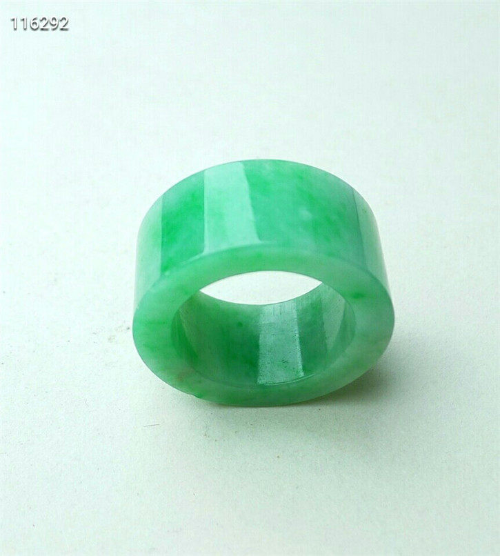 正品天然翡翠A货老坑种翡翠 阳绿色扳指 配鉴定证书