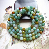 天然缅甸翡翠A货老坑种精美水润8毫米多彩多宝项链配证书