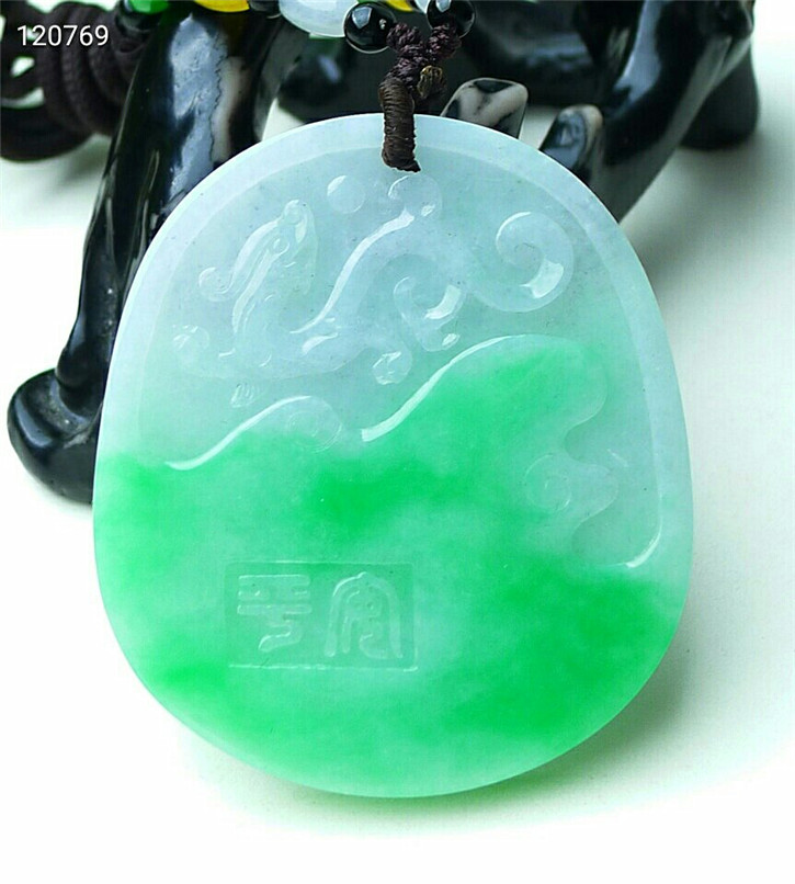 天然翡翠A货老坑种翡翠 精美富贵如意吊坠 配证书