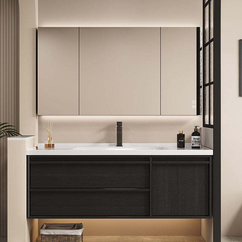 中古风黑色复古浴室柜组合洗手盆卫生间陶瓷一体盆洗漱台盆可定制,家装主材,浴室柜组合,淘宝优惠券,粉丝福利购,淘宝优惠卷