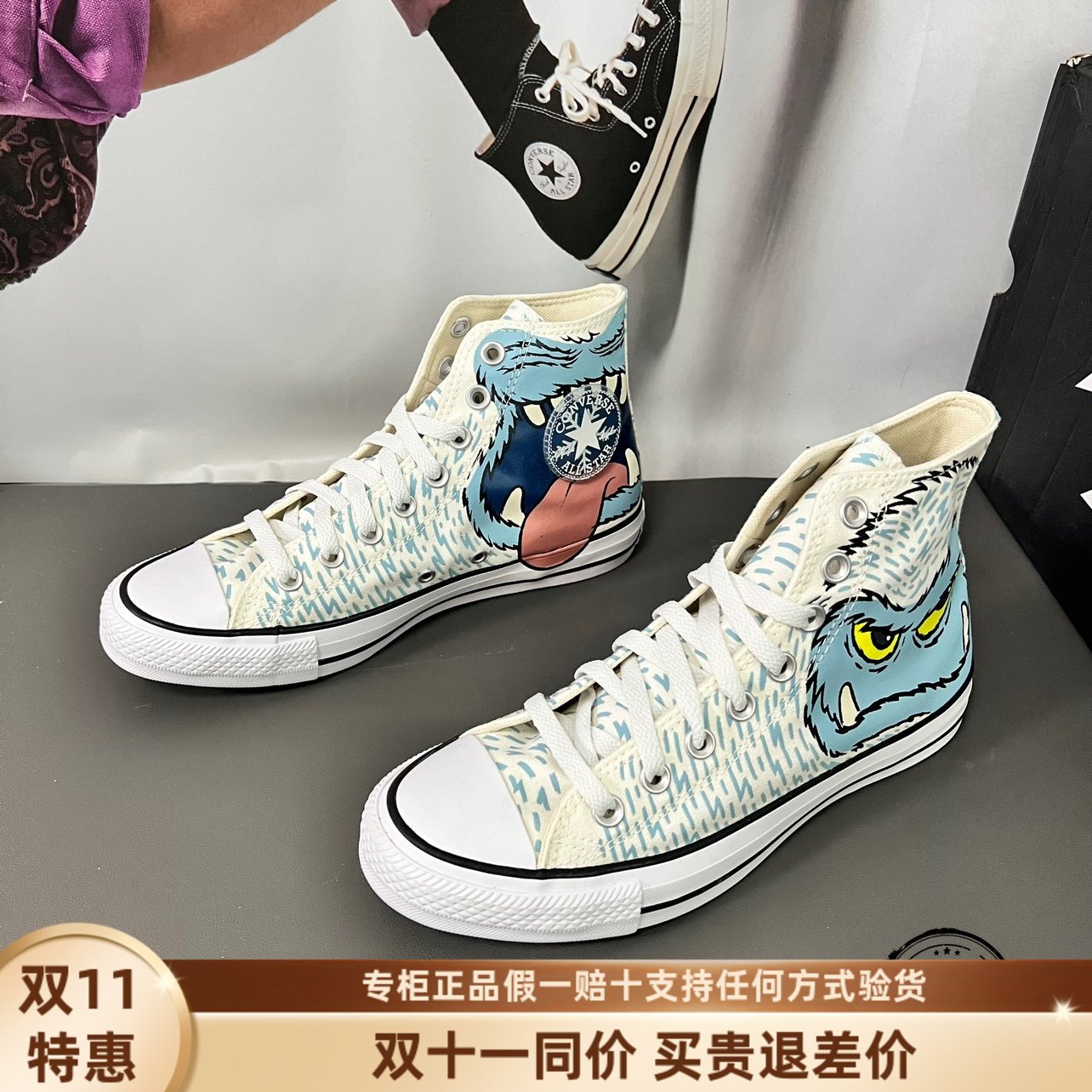 匡威All star潮流雪人卡通印花男款高帮休闲百搭帆布鞋 169350C