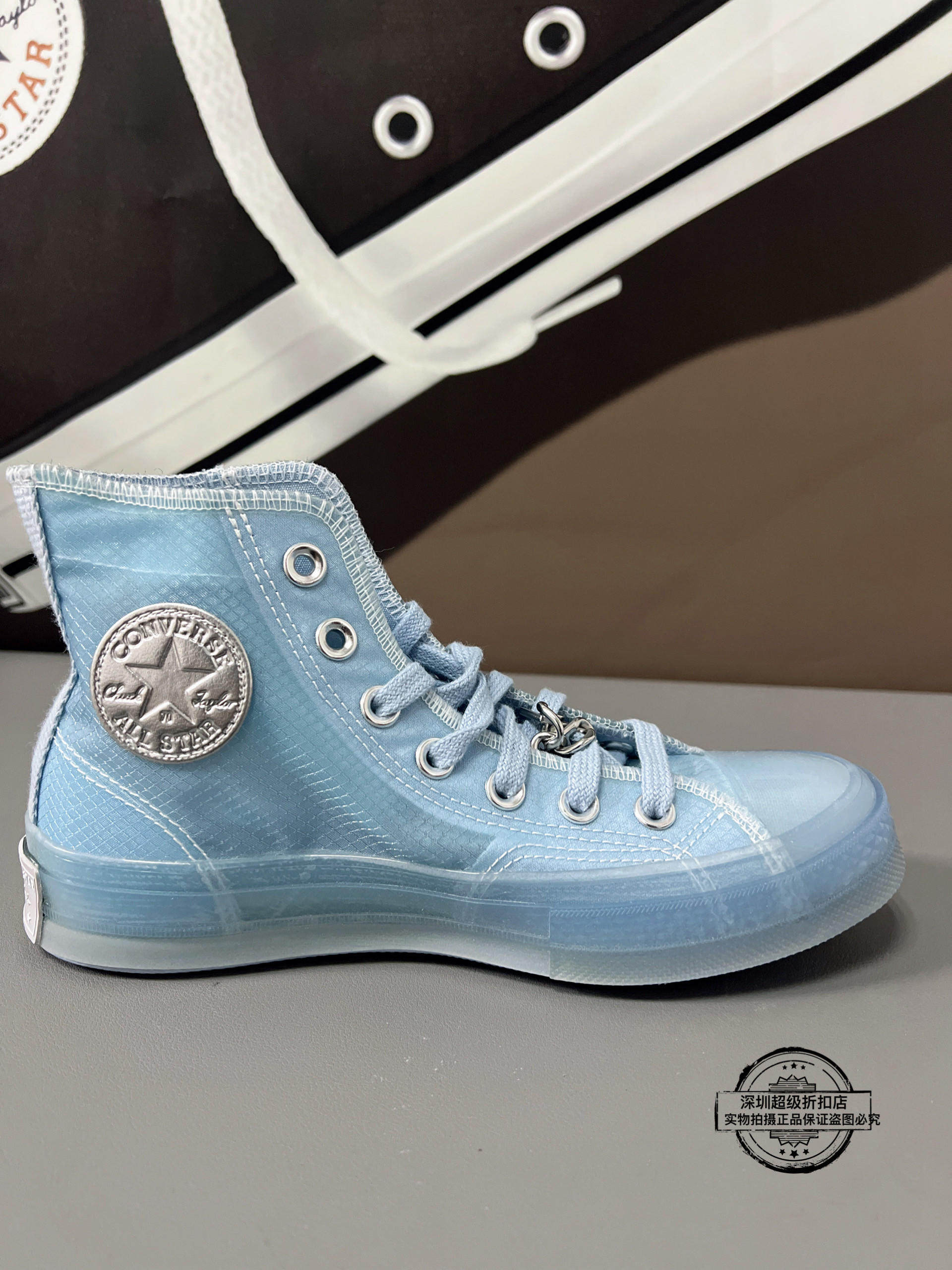 Converse匡威1970s灰蓝色透明薄纱女款休闲透气高帮帆布鞋A02315C图片