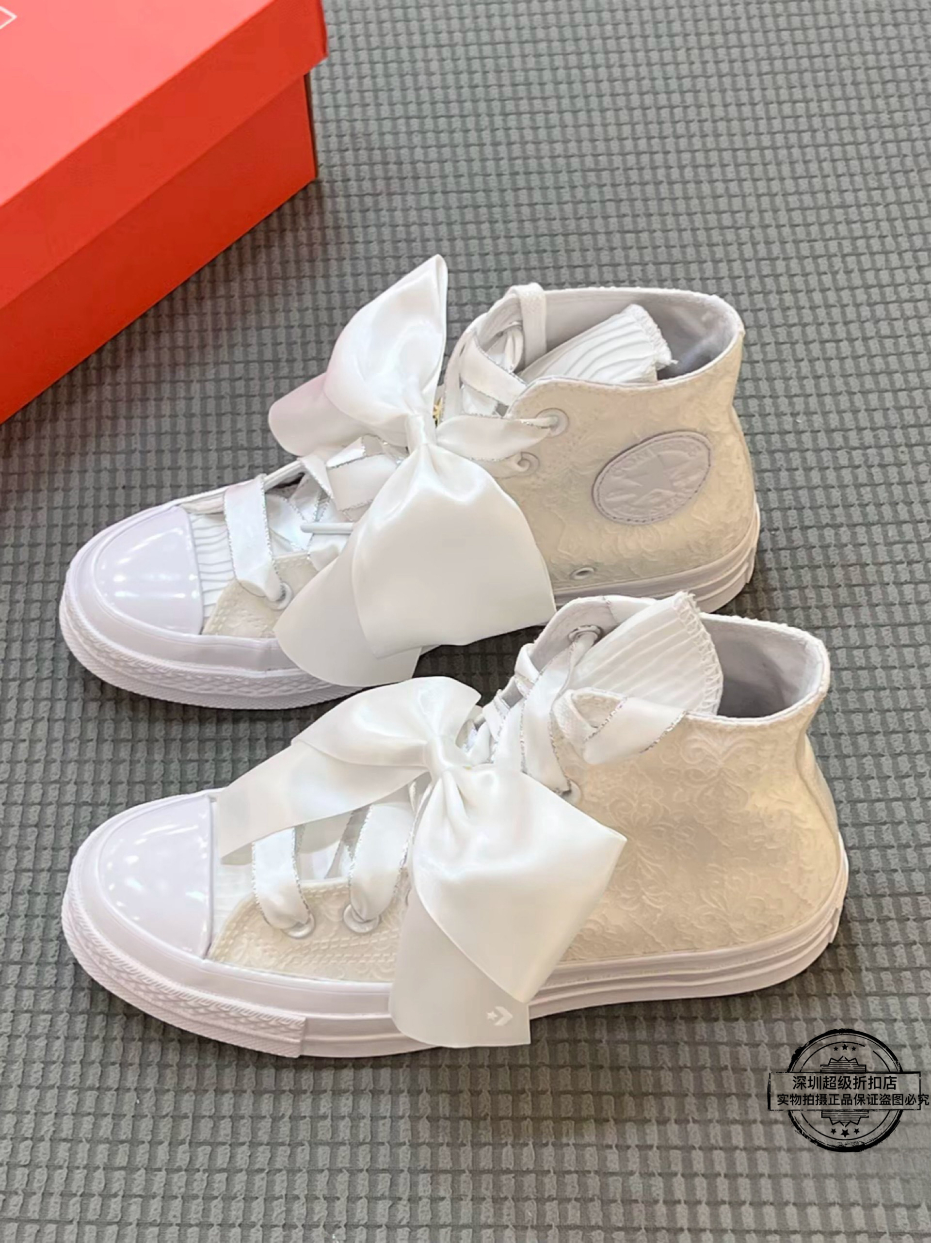 Converse匡威1970S丝绸蝴蝶结公主婚鞋高帮帆布鞋女款板鞋A07078C