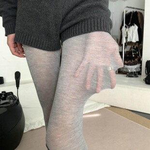 羊毛真丝微微透好纯欲~~.微羊绒丝袜连裤袜黑丝女秋冬连裤打底袜