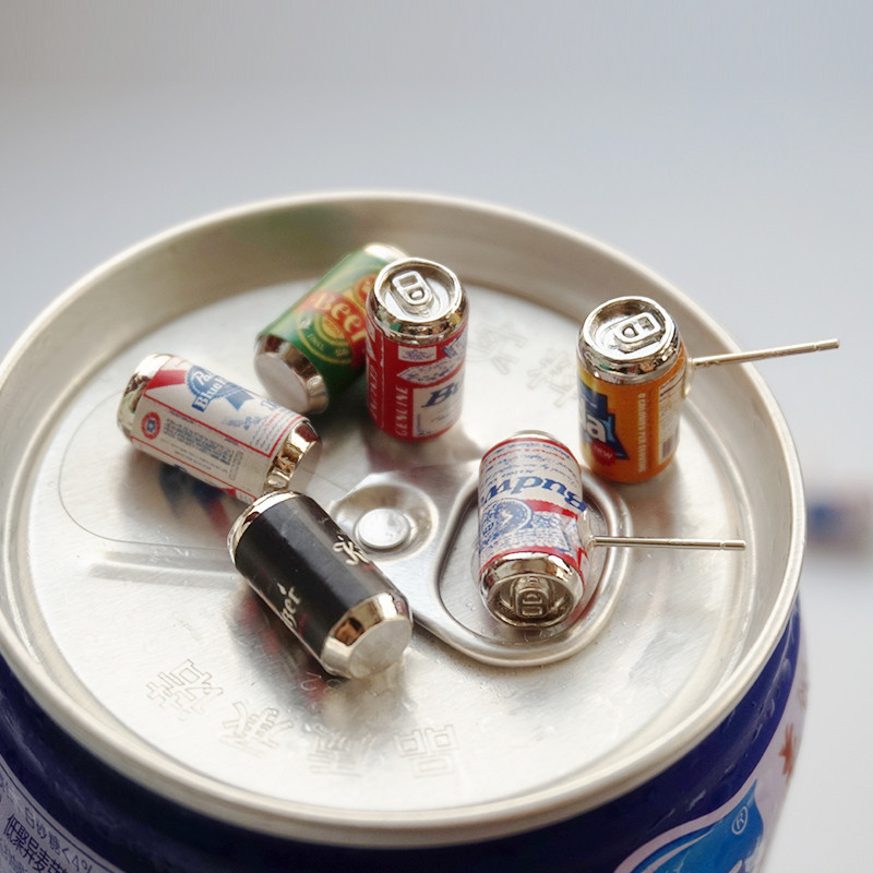 一起哈啤】迷你啤酒罐耳钉耳夹仿真酒瓶易拉罐耳饰搞怪男女用耳环