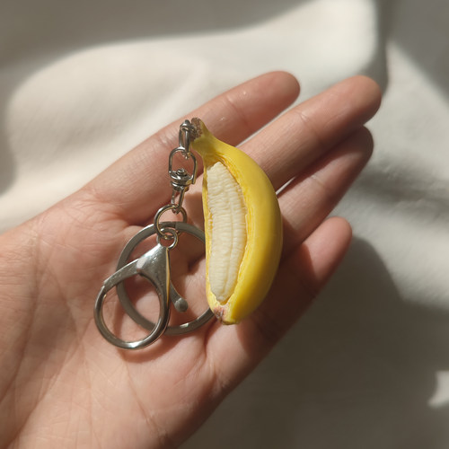 仿真半剥香蕉钥匙扣ins风可爱