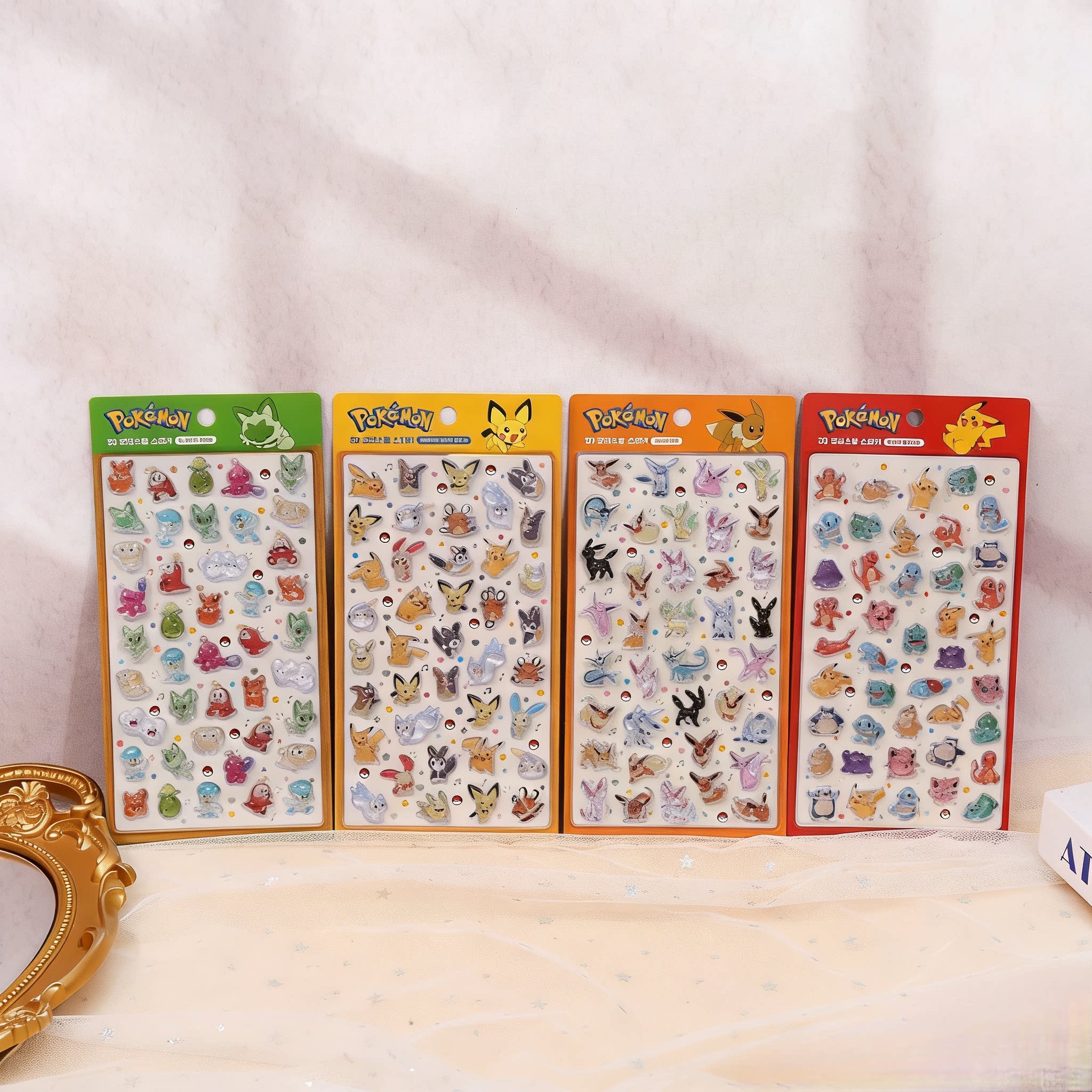 儿童卡通宝可梦皮卡丘立体浮雕贴纸可爱手账DIY装饰素材学生