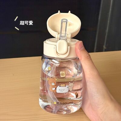 夏季便携简约轻松熊透明水杯2026