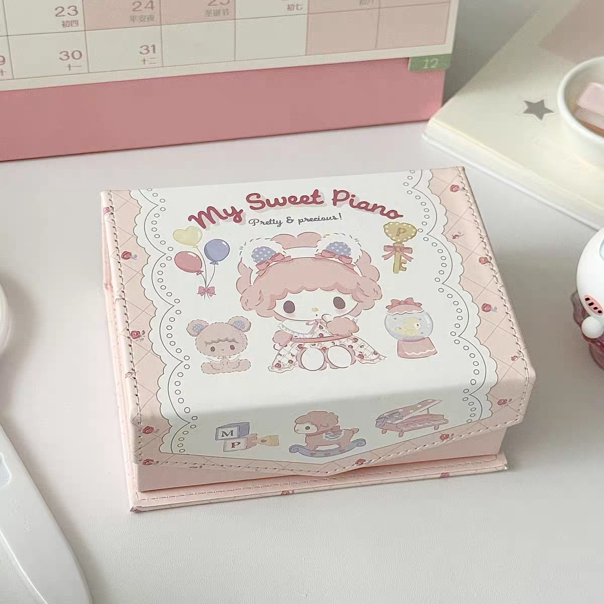 小羊piano小卡皮质卡盒带盖磁吸