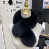 保暖真毛围脖夹子款 韩版 整皮狐狸毛围巾毛女士冬季 内衬毛毛领围脖