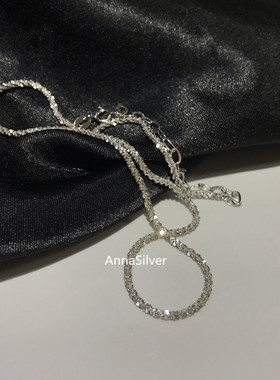 通体s925纯银波光粼粼手链锁骨链